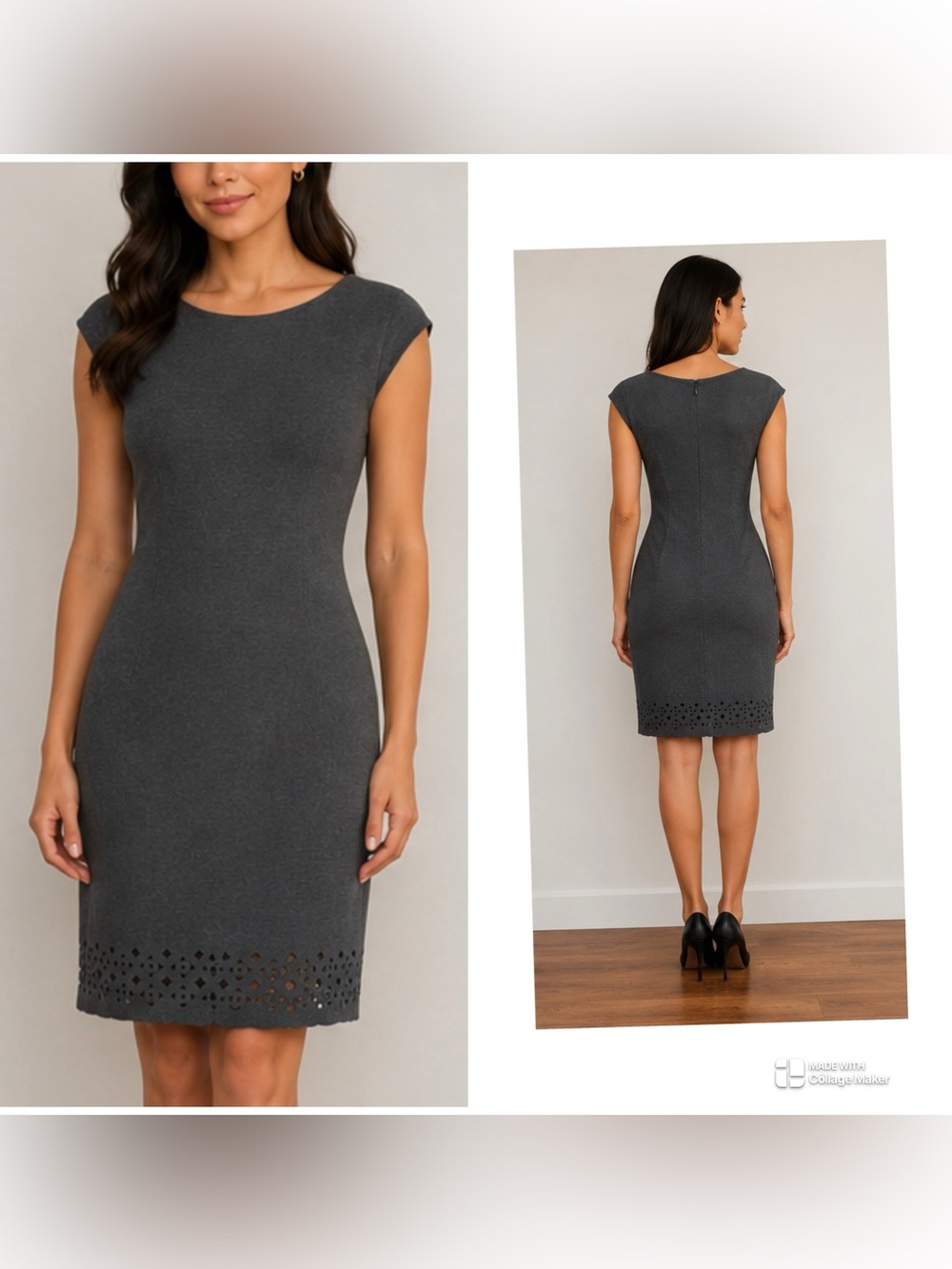 Banana Republic Dark Charcoal Sheath Dress with Laser-Cut Hem size 6T